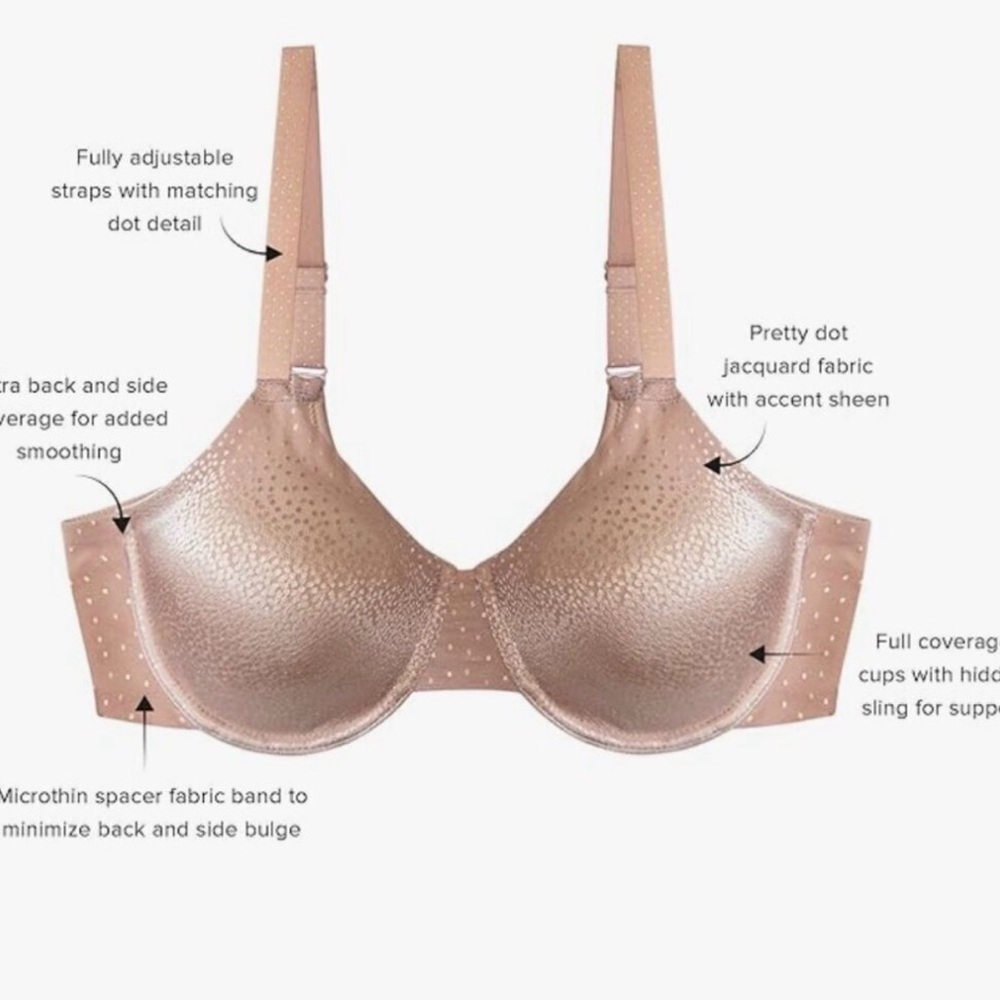 Wacoal Back NWOT Appeal Underwire Back Smoothing Bra Rose Dust Size 38D - Picture 5 of 7